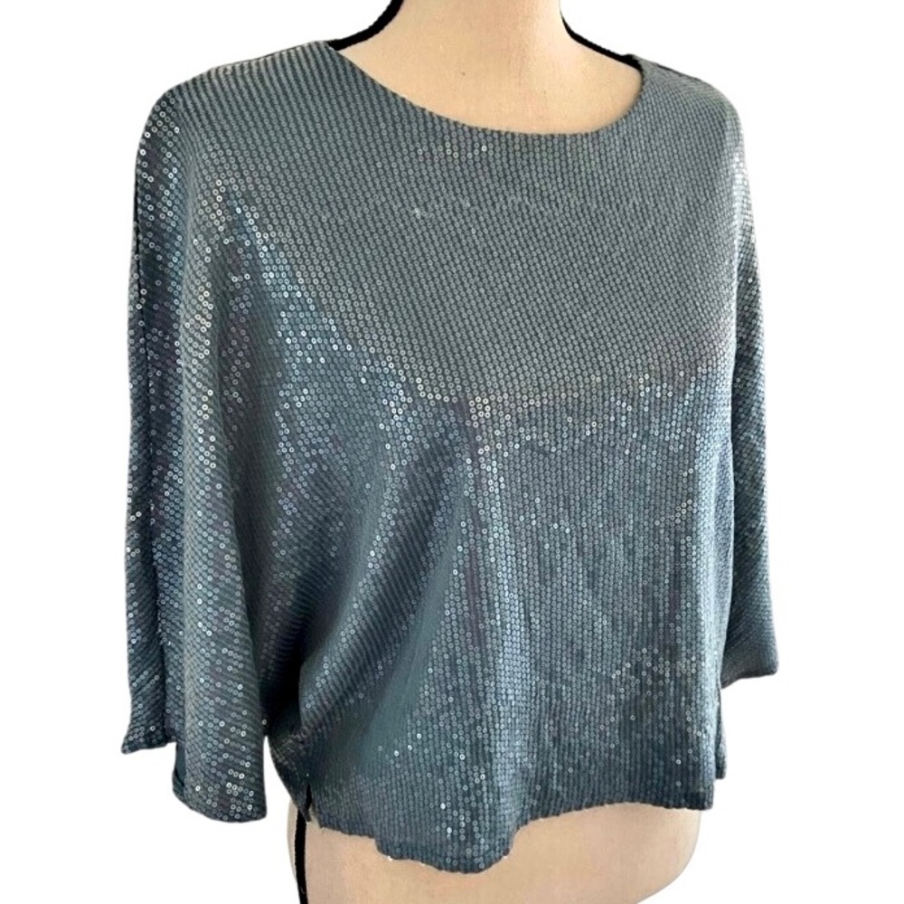 NEW Jennifer Lopez Sequin Half Sleeve Blouse X-Small - Picture 3 of 10